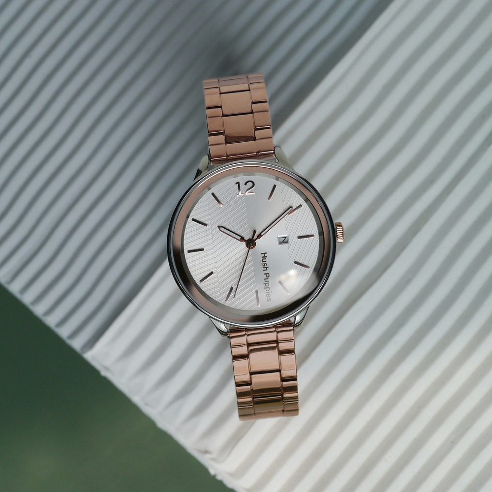 Signature 幾何斜紋休閒女錶