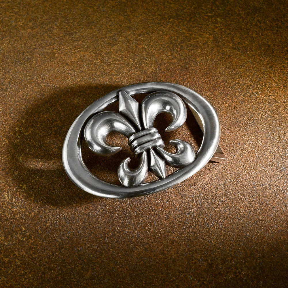 皇家鳶尾花橢圓形 造型皮帶扣 / 皮帶頭 - 現貨