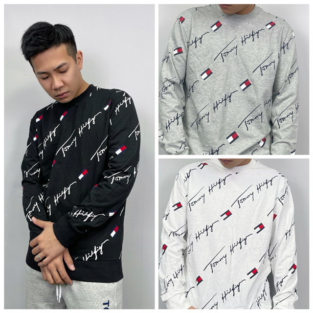 Tommy Hilfiger 草寫滿版 薄款 大學T 長袖上衣