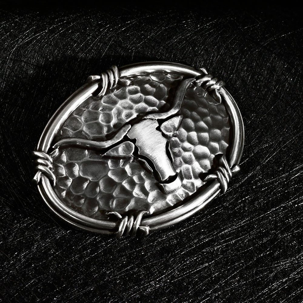 加州Ariat潮牌大牛頭搥打紋 造型皮帶扣 / 皮帶頭 - 現貨