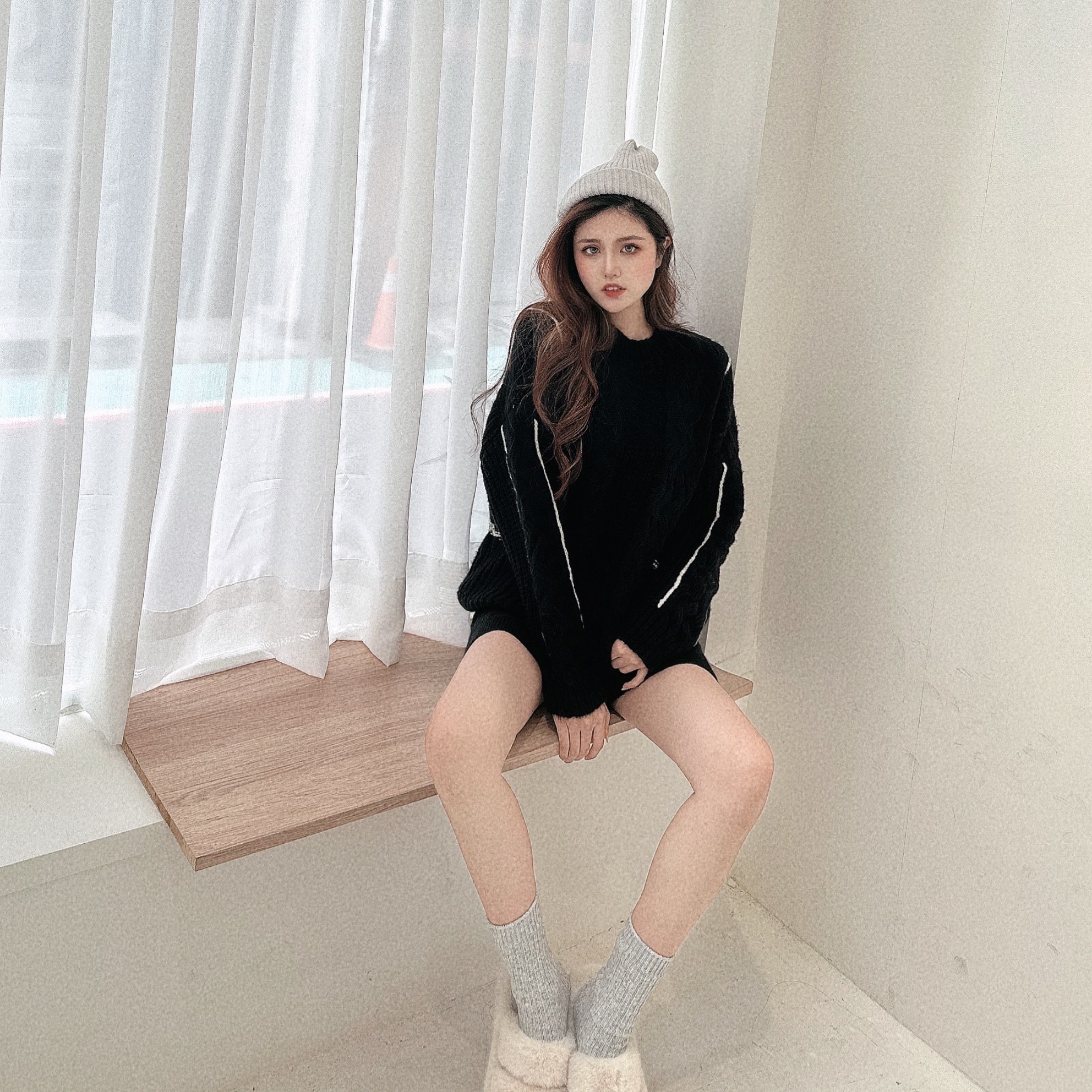 鬆軟線條麻花針織毛衣/二色