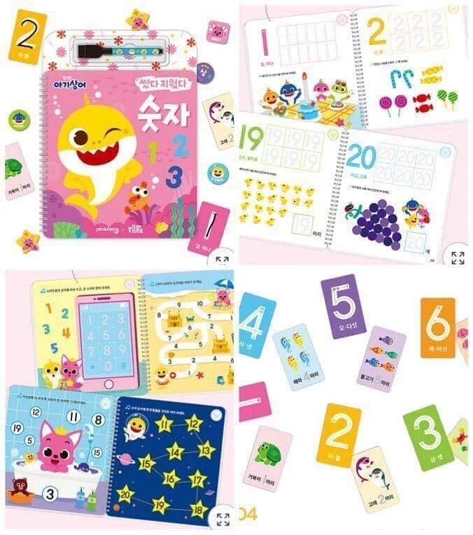 韓國直送Pinkfong x Baby Shark 可重複寫字學習簿-數字