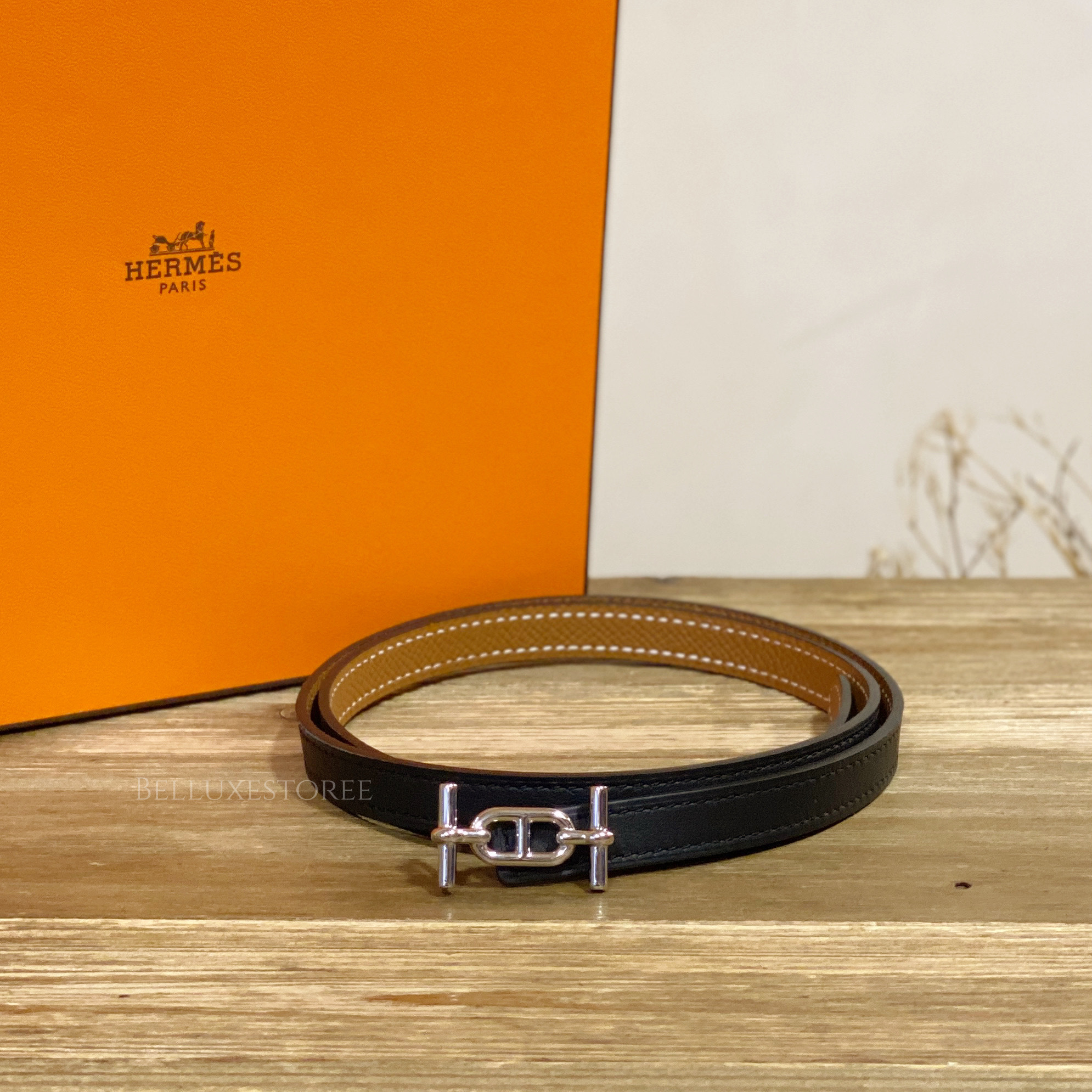 [Unused] Hermes ancre belt 75 swift/epsom stamp Z Bl...