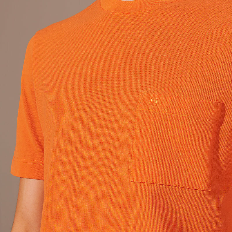 "H" embroidered T-shirt 橙色 （可預訂尺碼）