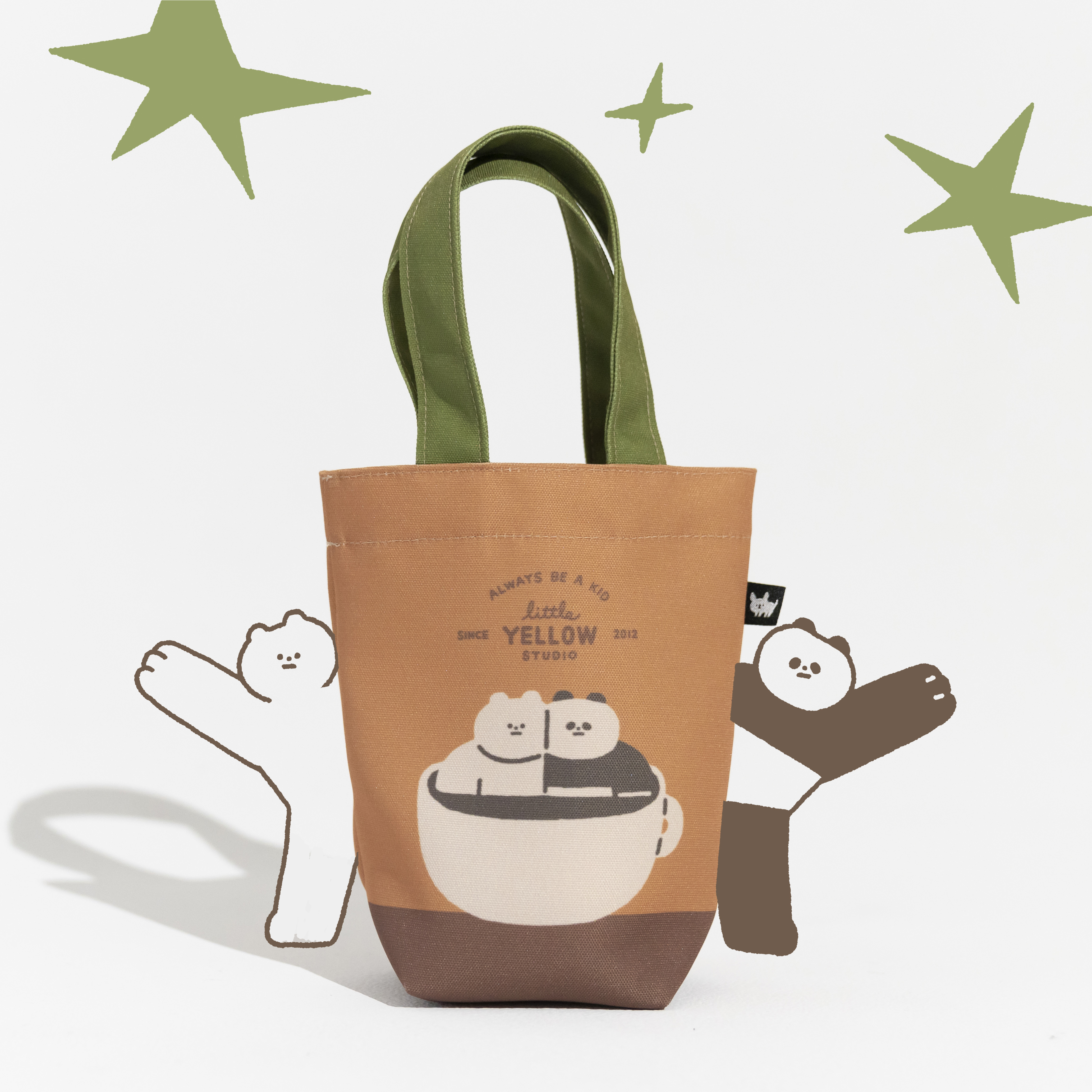 【小黃間x慢慢挑】熊陪伴Cheers-防潑水提袋（可裝冰霸杯）