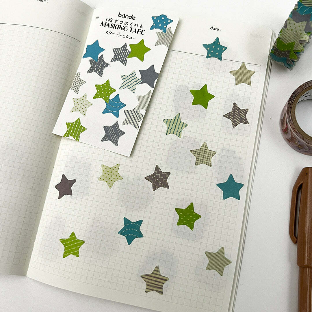 綠色 聖誕星星 捲狀貼紙 和紙貼紙 ｜日本Bande
