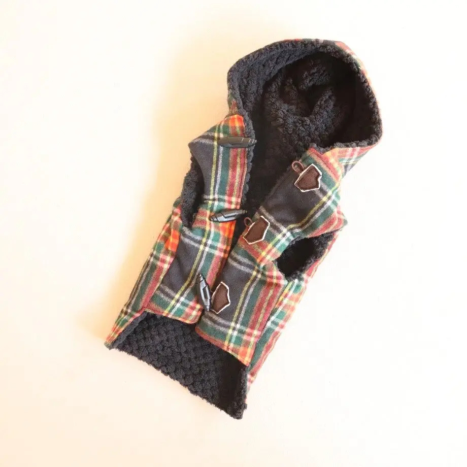 【Tinny's Shop】Brushed Tartan Check x Fur Fluffy Vest