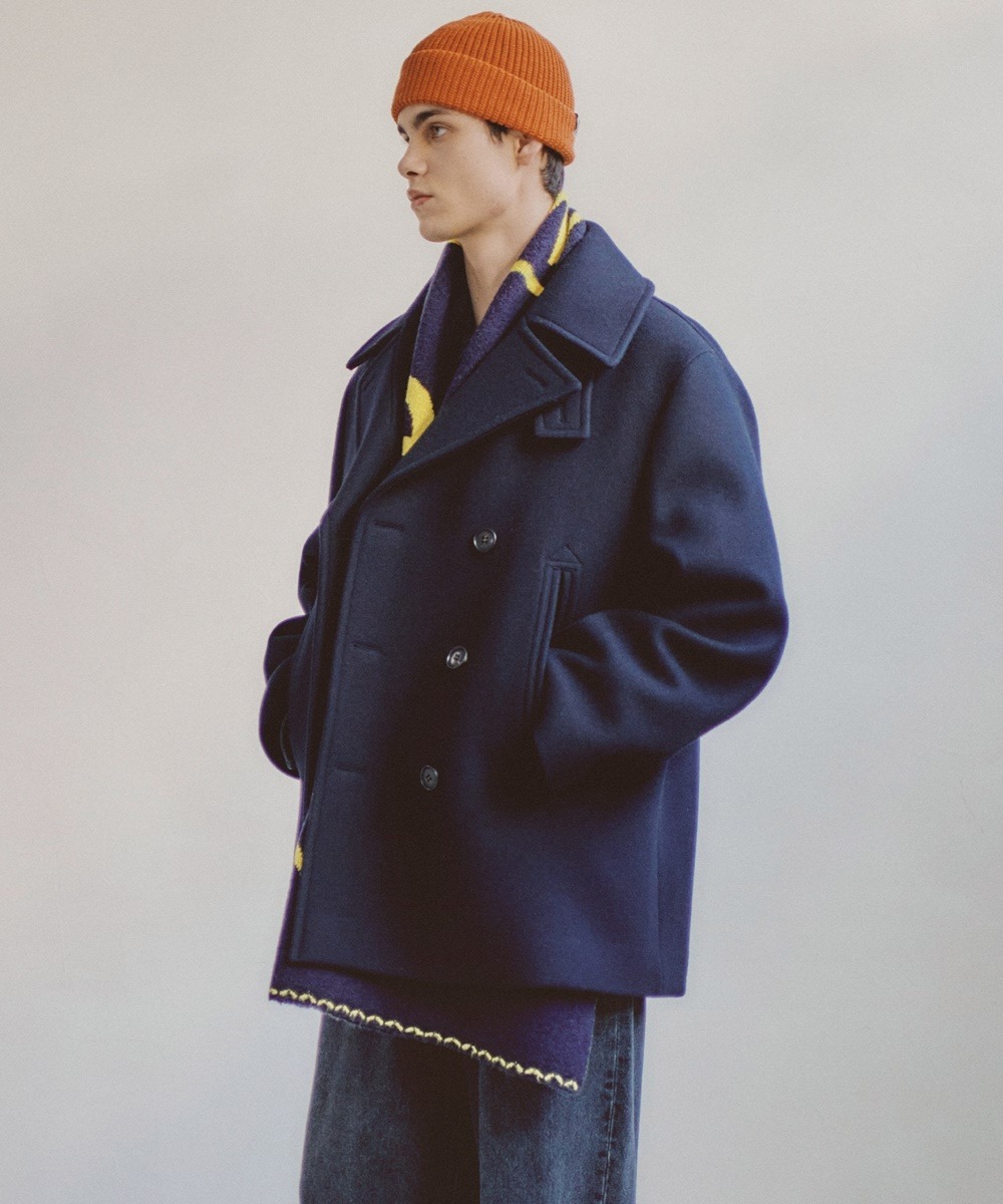 COVERNAT 羊絨大衣 外套 海軍藍