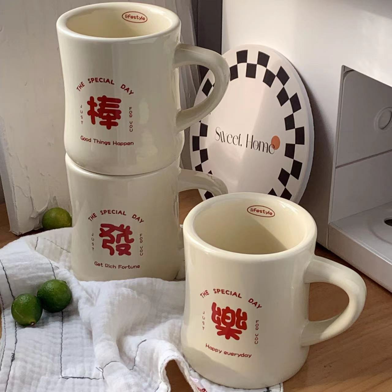 《1513》"發"樂"棒"招財小蠻腰曲線馬克杯400ML