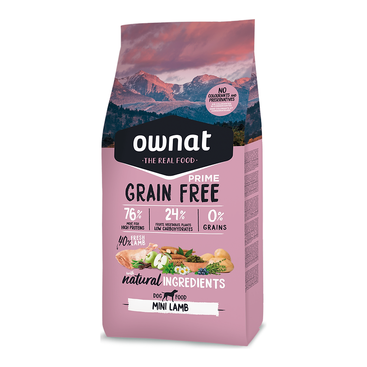 OWNAT PRIME 無穀物狗糧 - (⼩顆粒) 放牧草飼⼩羔⽺【低敏蛋白配方】3kg
