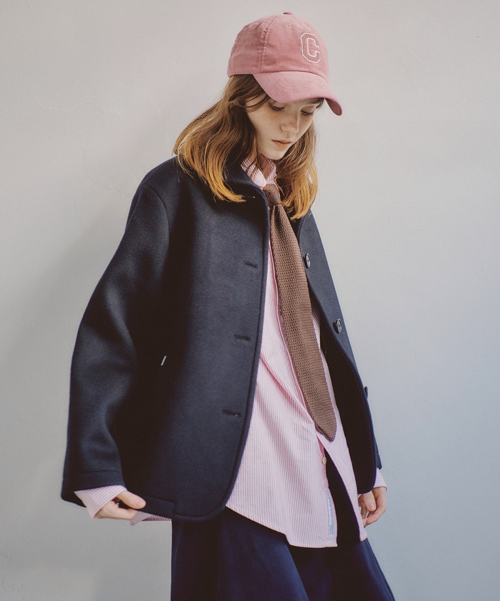 COVERNAT 圓領 半身 大衣 外套 海軍藍 女款