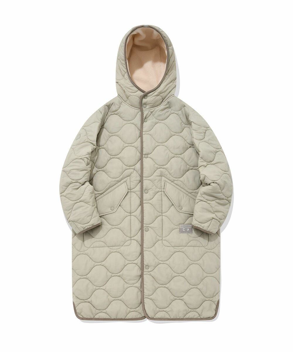 COVERNAT X BLACK YAK 長款 絎縫帽衫夾克 米色