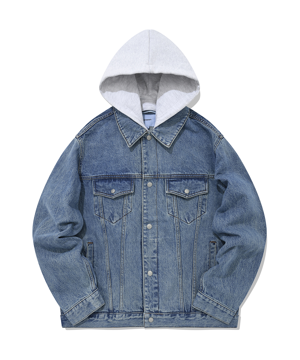 COVERNAT 連帽牛仔夾克 外套 藍色