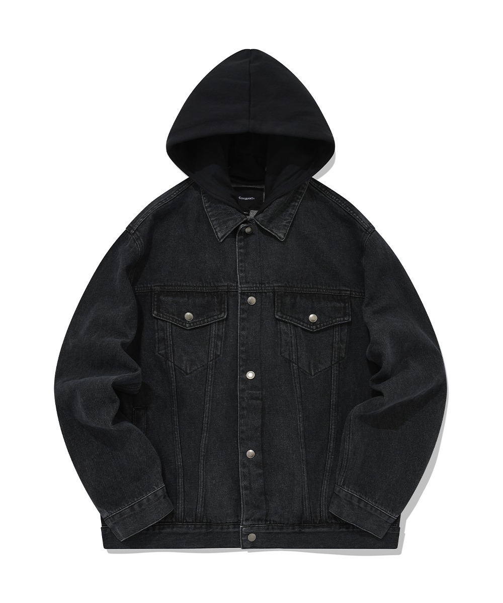 COVERNAT 連帽牛仔夾克 外套 黑色