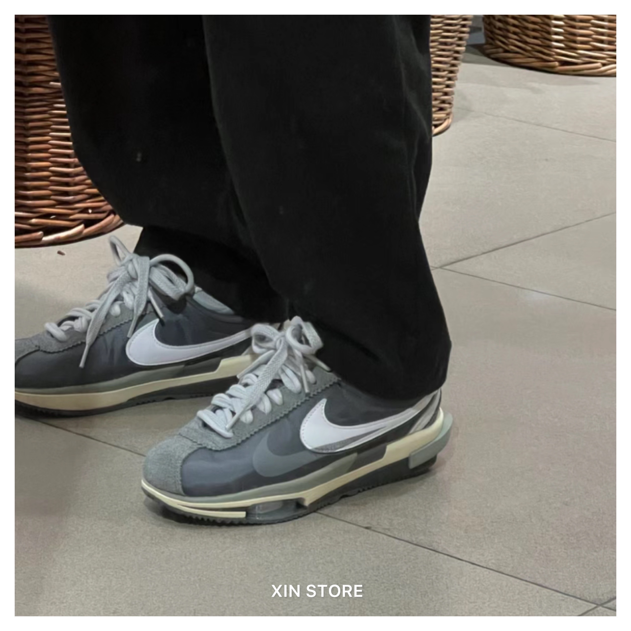 Sacai X Nike Zoom Cortez 聯名雙勾麂皮氣墊阿甘解構煙霧灰