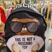 [S] MOSCHINO TEDDY BEAR LOGO BACKPACK,BLACK, 667111884853 (SM404)
