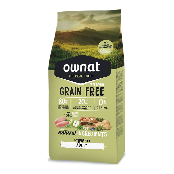 OWNAT PRIME 無穀物貓糧 - 放牧雞肉+火雞 (易消化)【Adult】8kg