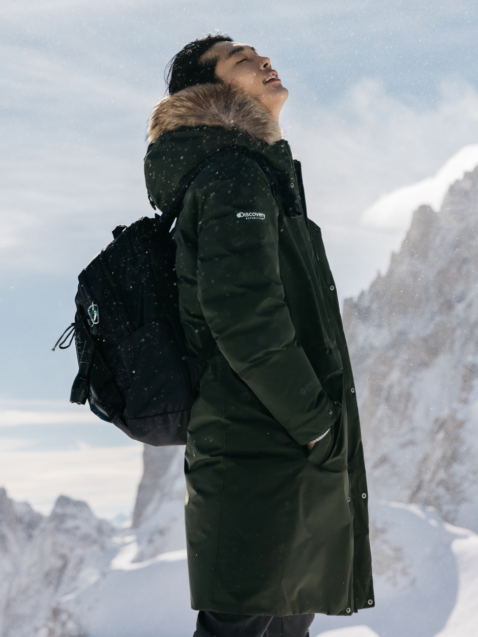Discovery Bergen Gore 男士長款鵝絨外套 大衣 綠色