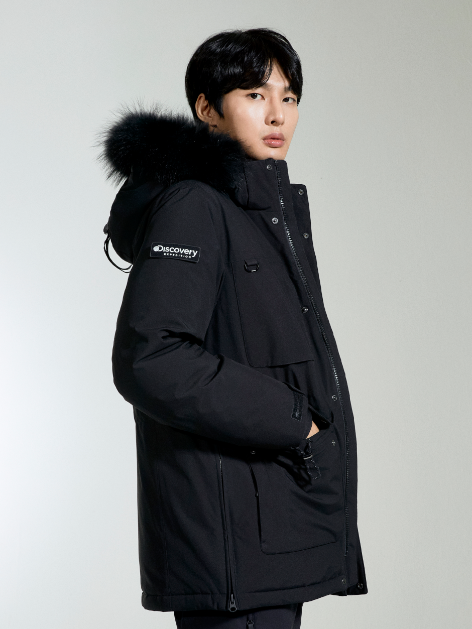 Discovery Milford 男式鵝絨外套 大衣 黑色
