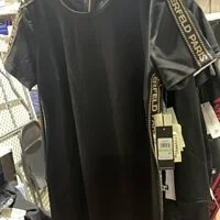 [S] KARL LAGERFELD GOLD LOGO TAPE SHEATH DRESS, BLACK, LD2HC568-BLK (SKL413)