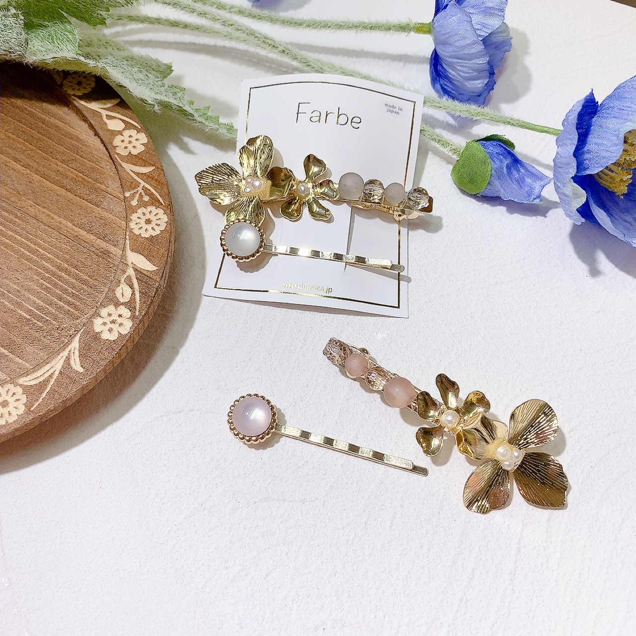 Farbe 金屬花形髮夾SET