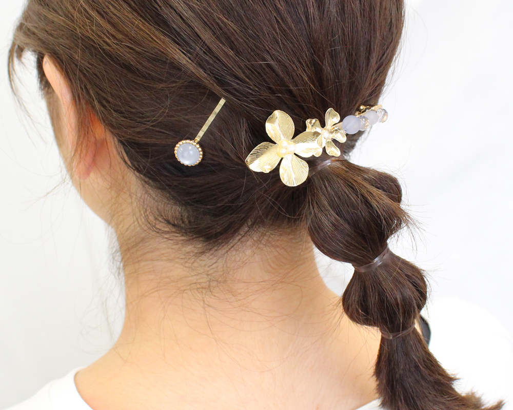 Farbe 金屬花形髮夾SET