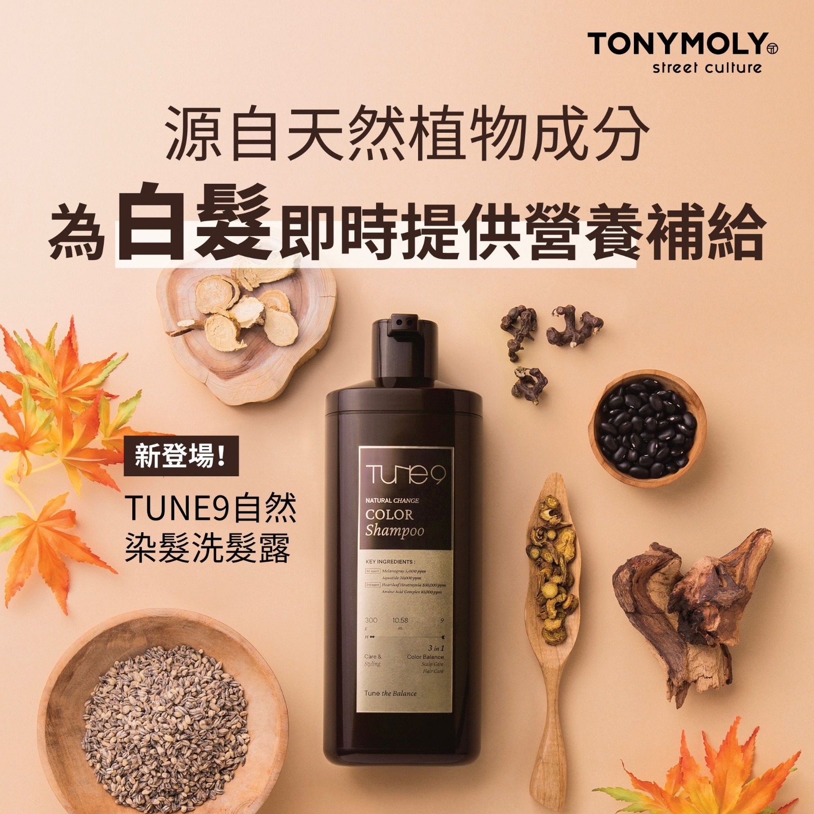 韓國Tonymoly TUNE9天然亮麗染髮洗頭水(白髮專用) 300ml