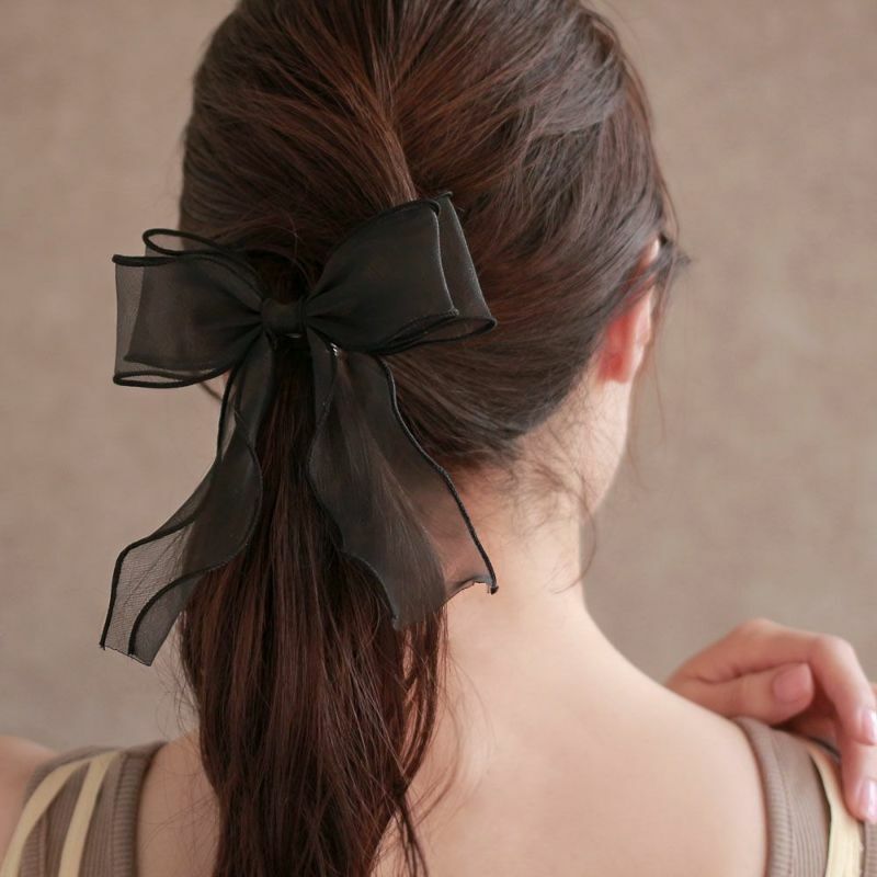 日本仙氣網紗大蝴蝶結髮圈插