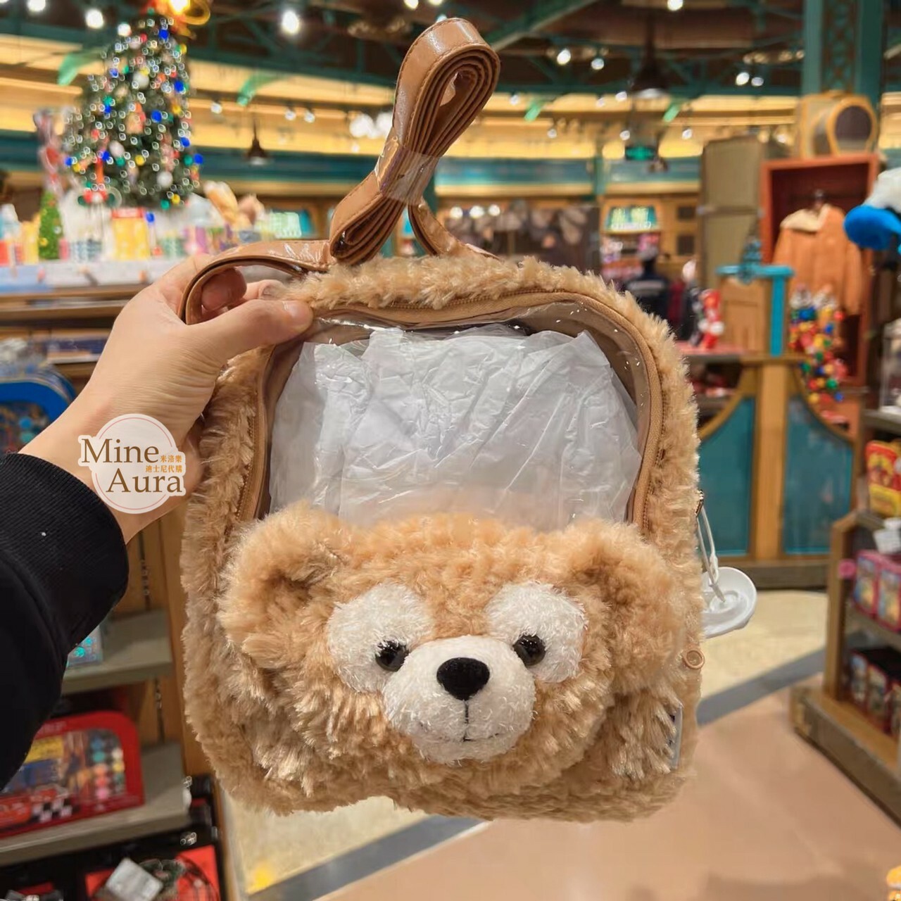 達菲 Duffy 絨毛 大頭造型 透明設計 後背包 -上海迪士尼樂園