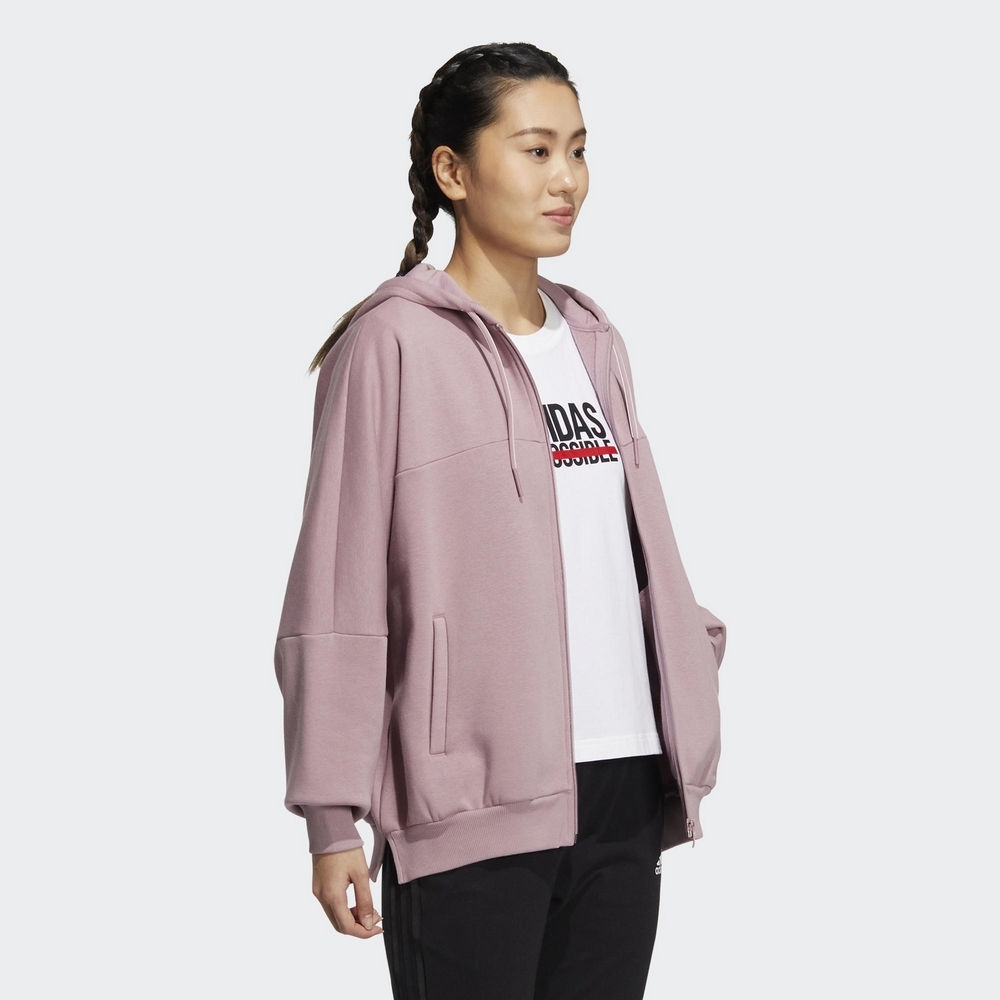 ADIDAS WORD FZ HOODIE 女 刷毛外套 粉紫  HM2811 DEC
