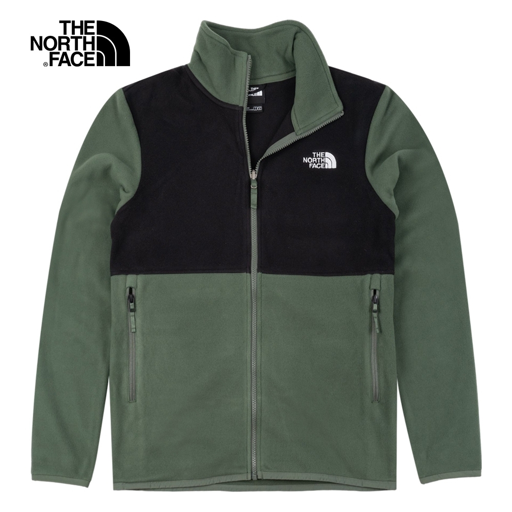 代購 THE NORTH FACE 男 拼接保暖立領抓絨外套 綠黑NF0A4NA3NYC DEC