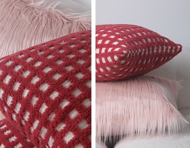 《1514》質感紅色華夫格抱枕