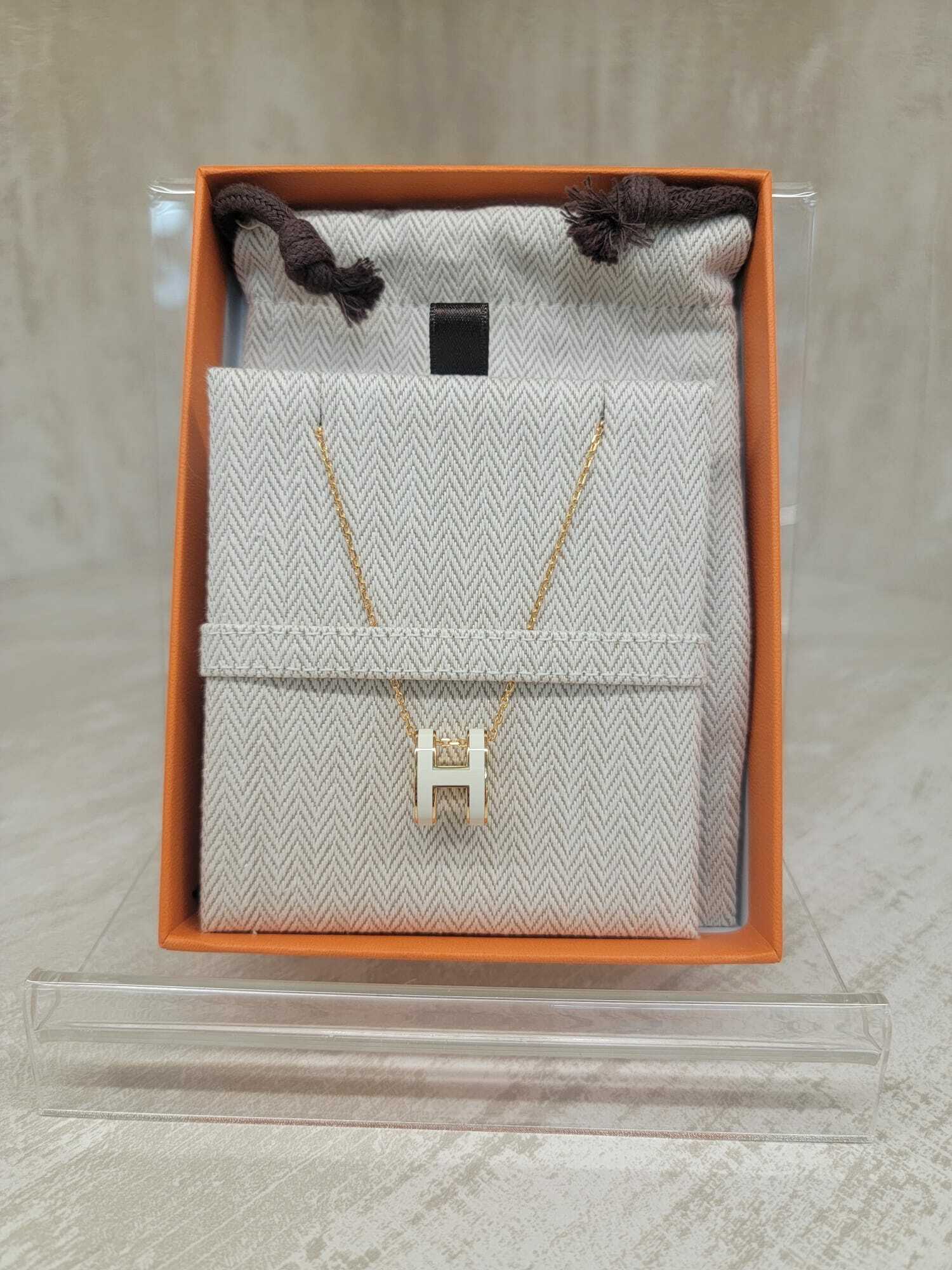 HERMES POP H PENDANT BLANC F 頸鏈 白 金