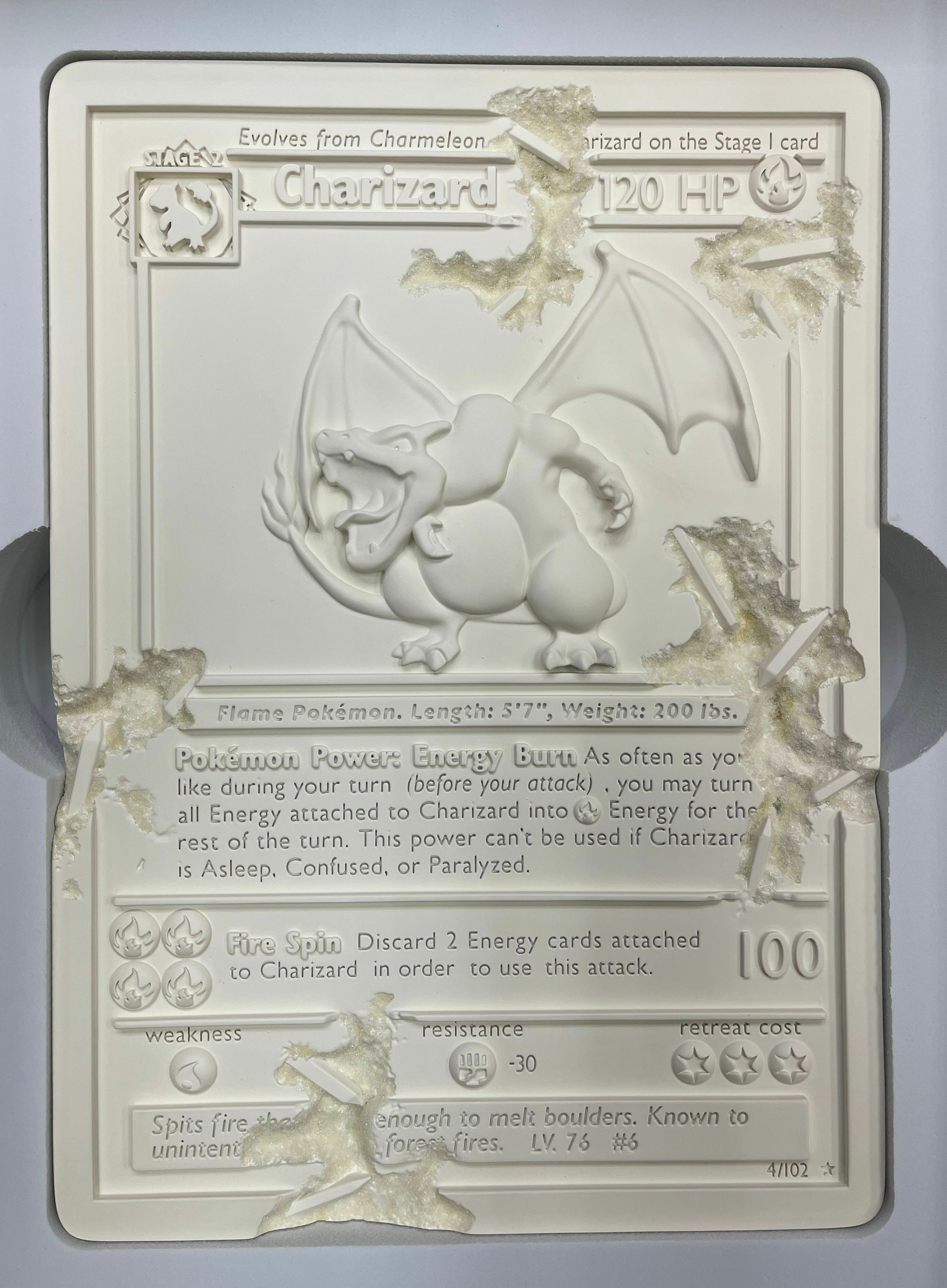 ダニエルアーシャム リザードン 石板 ピンク　Daniel Arsham ダニエル・アーシャムが初期版リザードンのカードを彫刻で再現