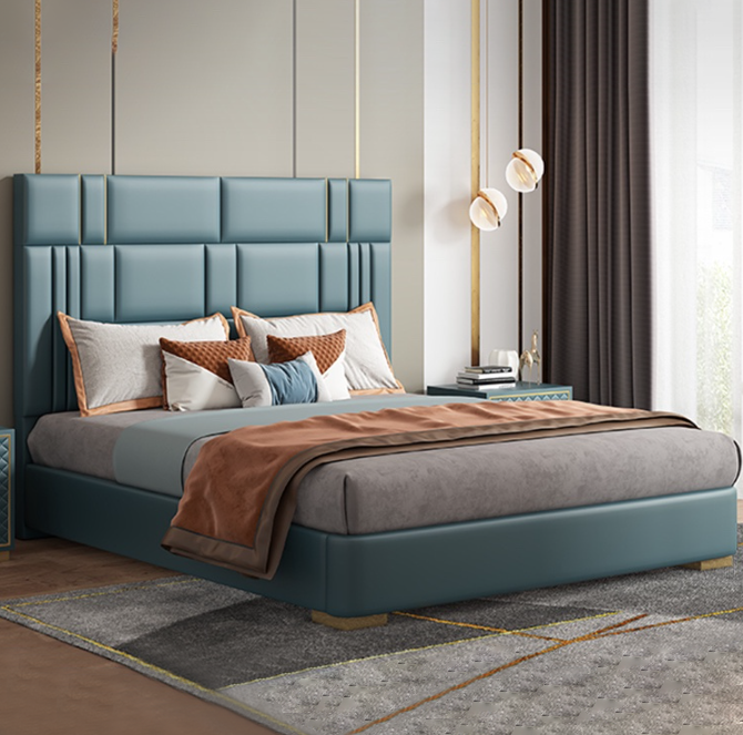義式輕奢藍皮床 AOZ-BL008