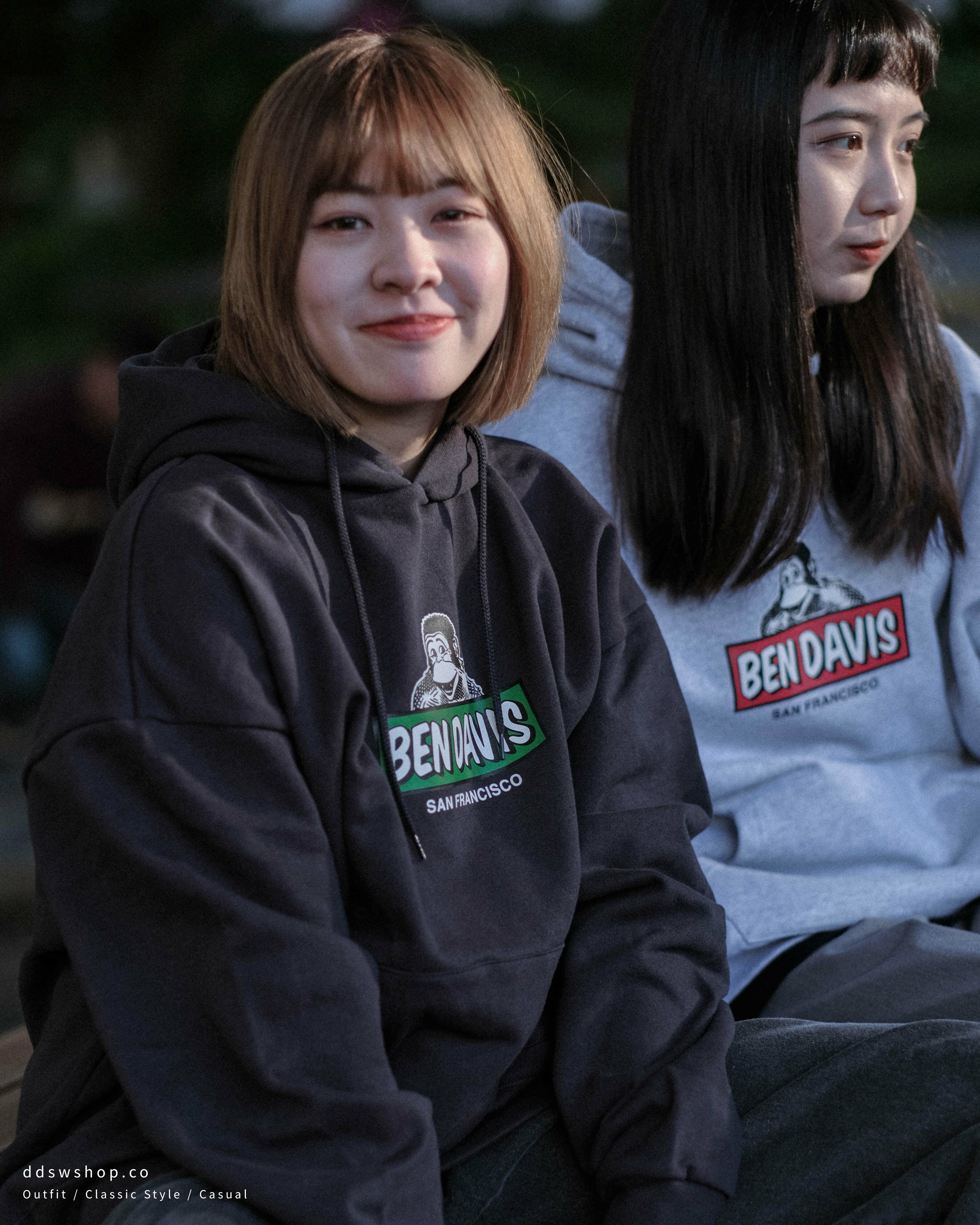 Ben Davis 帽踢 日本直送 胸前Logo 印花 猩猩塗鴉 重磅 內刷毛 黑色 淺灰色 藏青藍