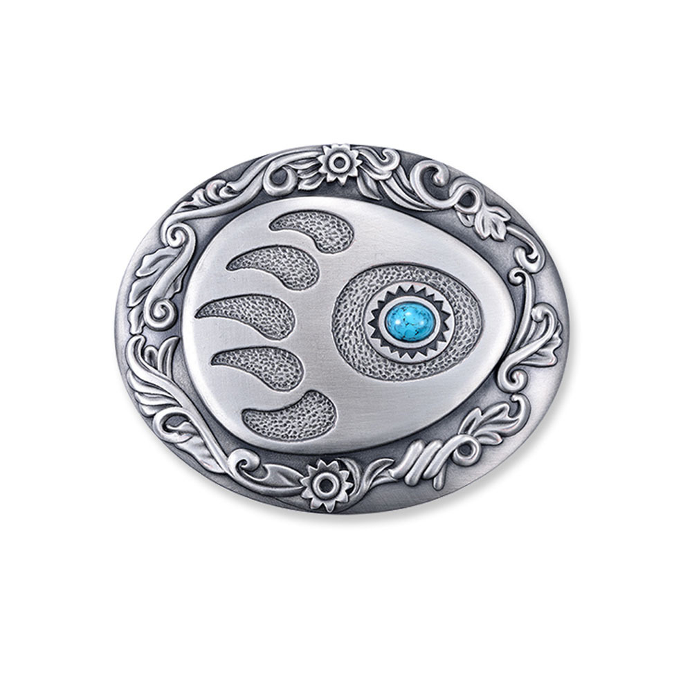 田納西波風唐草紋熊掌印 造型皮帶扣 / 皮帶頭 - 現貨