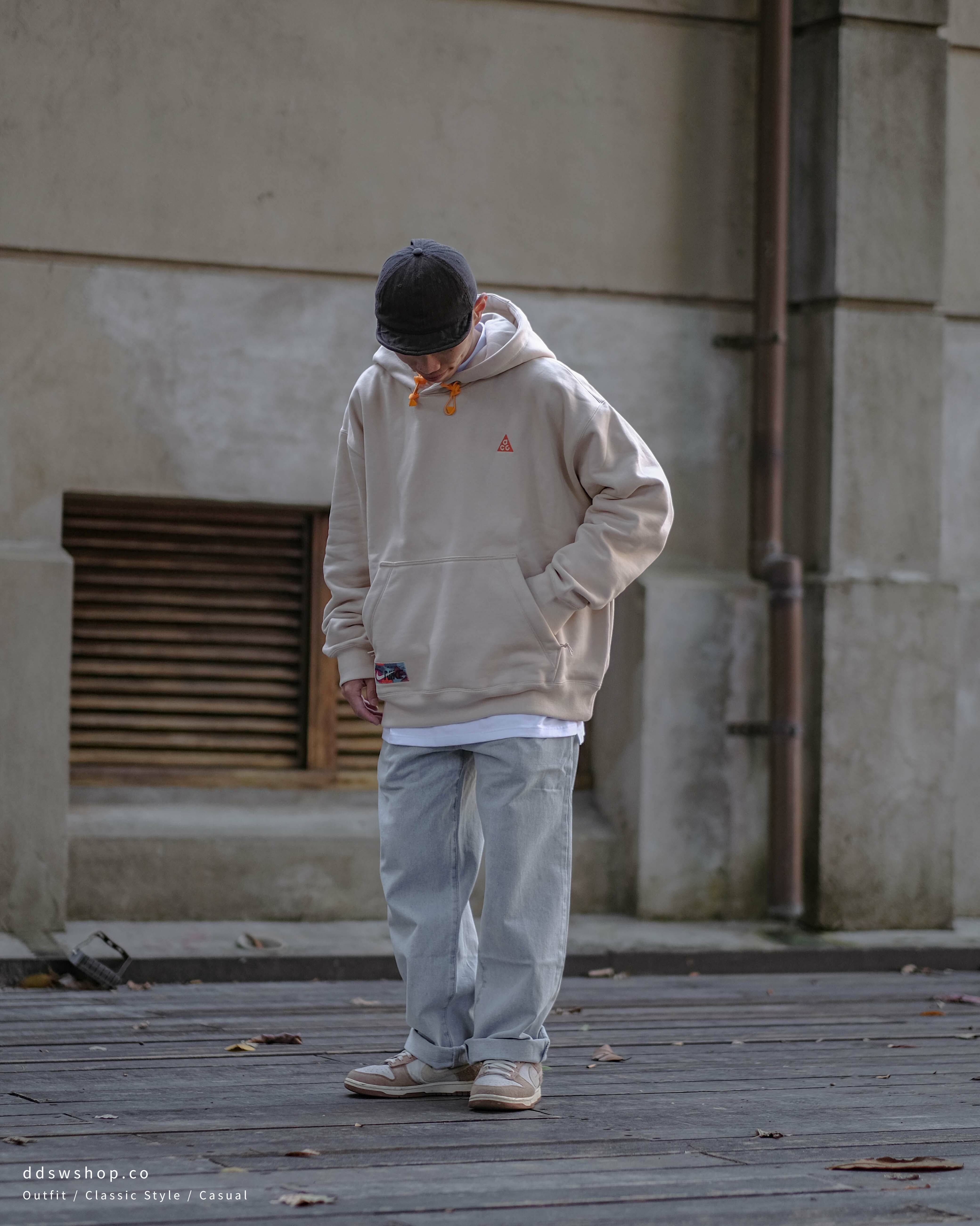 Nike Acg Hoodie 帽踢 CNY新年款 背圖 撞色 方塊 刺繡Logo 寬鬆 重磅 內刷毛 奶茶色 FD6548-126