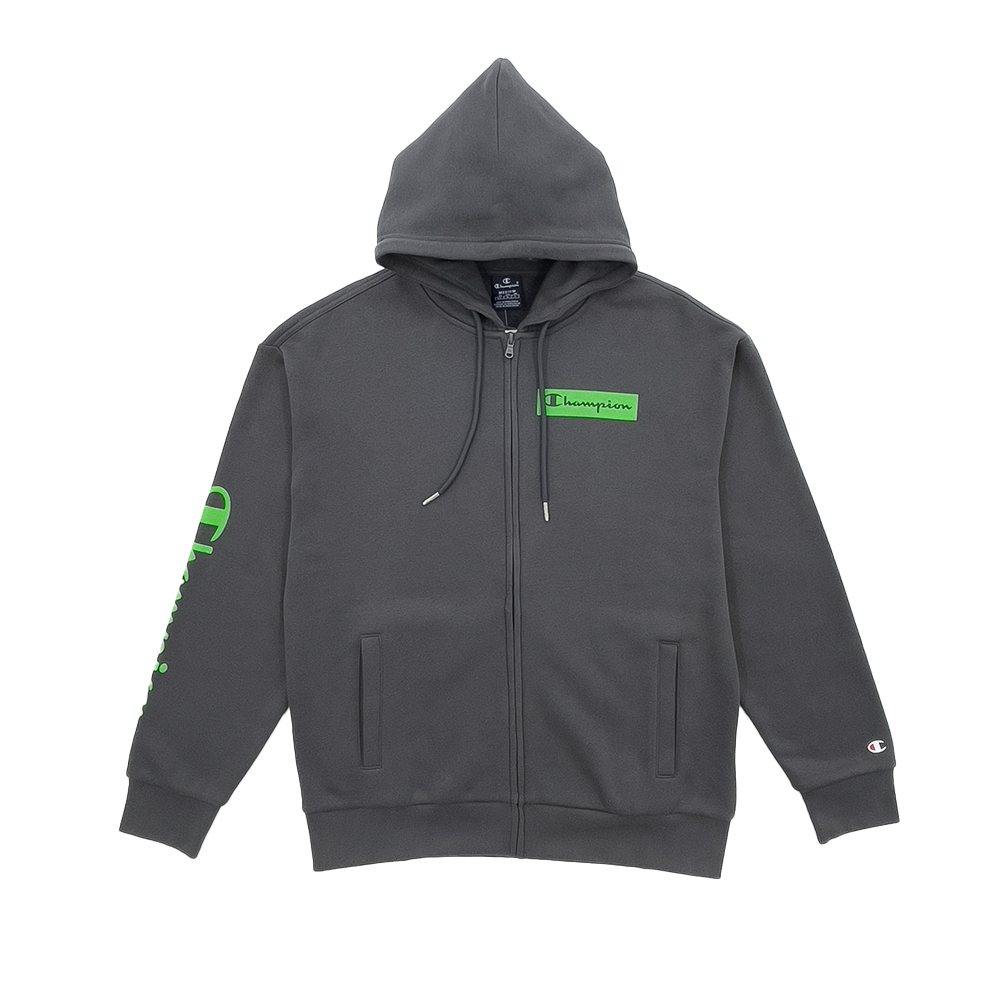 男款 印花草寫LOGO連帽外套-灰色（217966-ES509）