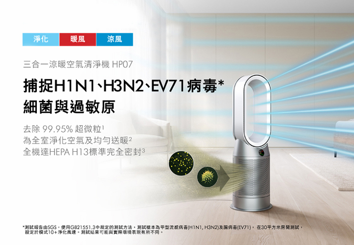 DYSON】Purifier Hot+Cool 三合一涼暖智慧空氣清淨機HP07-黑鋼色