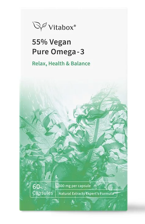 【素食專科】荷蘭 55% 專利安心藻油 Omega-3 (DHA+EPA) Vitabox®
