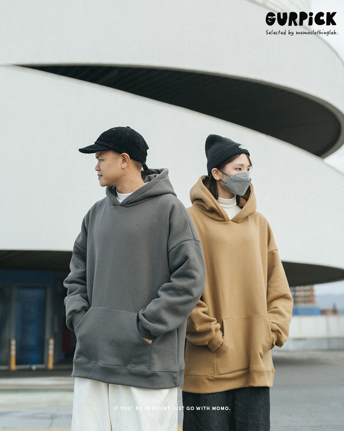 OurPick 13.2oz 超重磅內刷毛落肩帽Tee