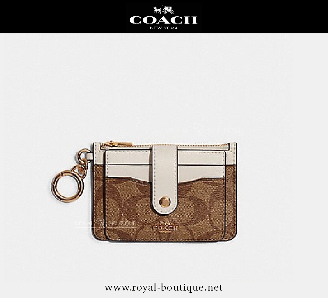 COACH 老花撞色女款卡夾零錢包