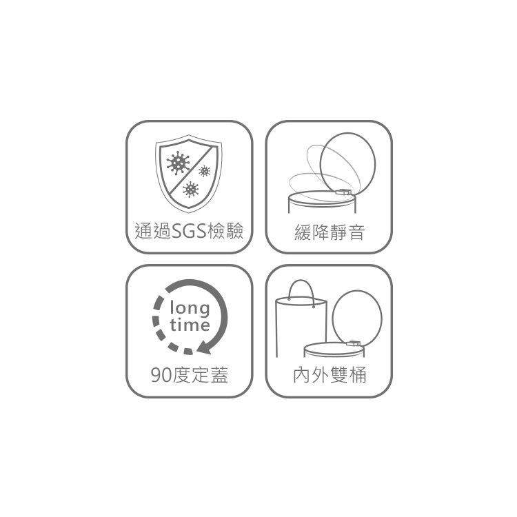 HBA100 超靜音抗菌緩降圓型垃圾桶5L