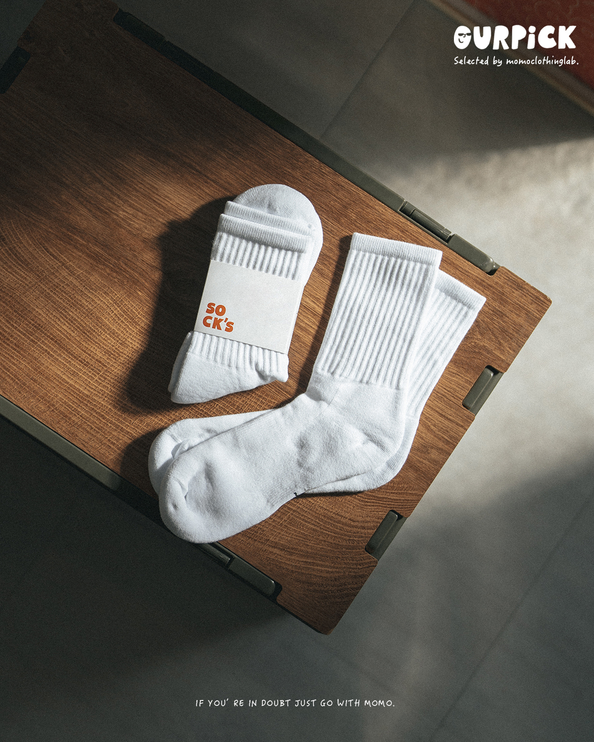 OurPick Basic Socks 純白休閒厚長襪子