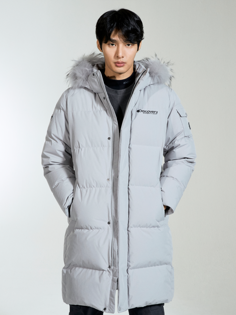 Discovery Gosh 鵝絨長款外套 大衣 灰色 男款
