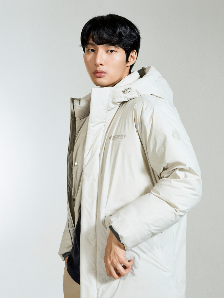 Discovery Scott 男士鵝絨連帽外套 象牙色 男款