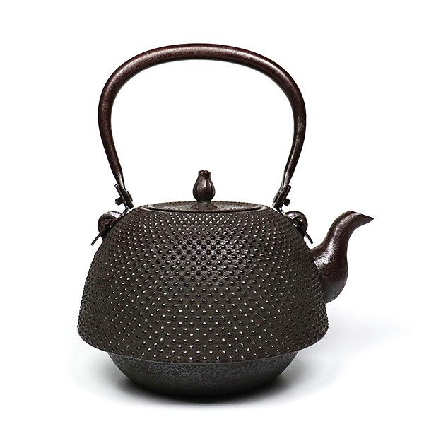 【佐藤勝芳】南部形 霰 鐵壺1.6L-座付柄軸