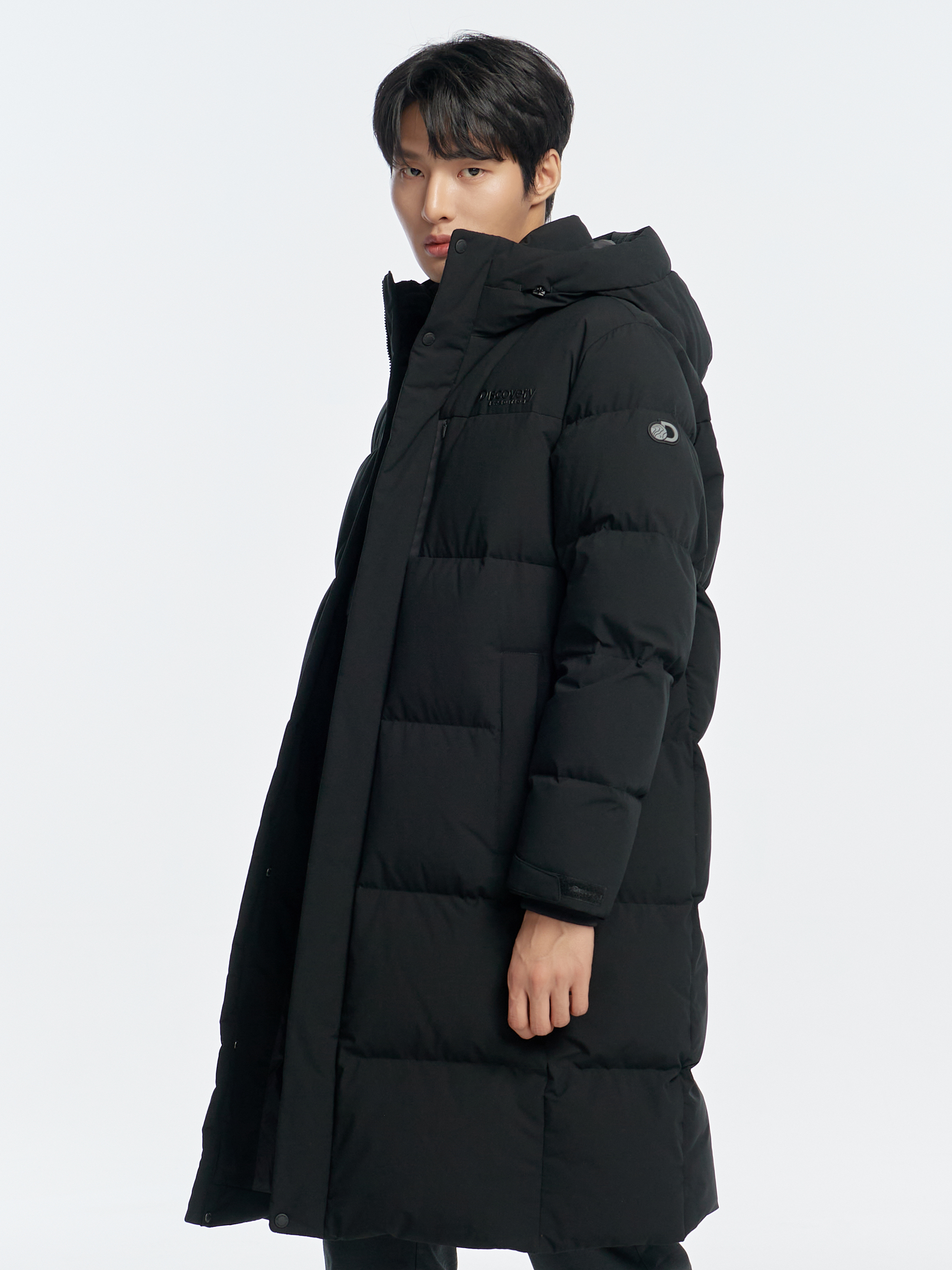 Discovery Leicester G RDS大LOGO 長版羽絨外套黑色男款