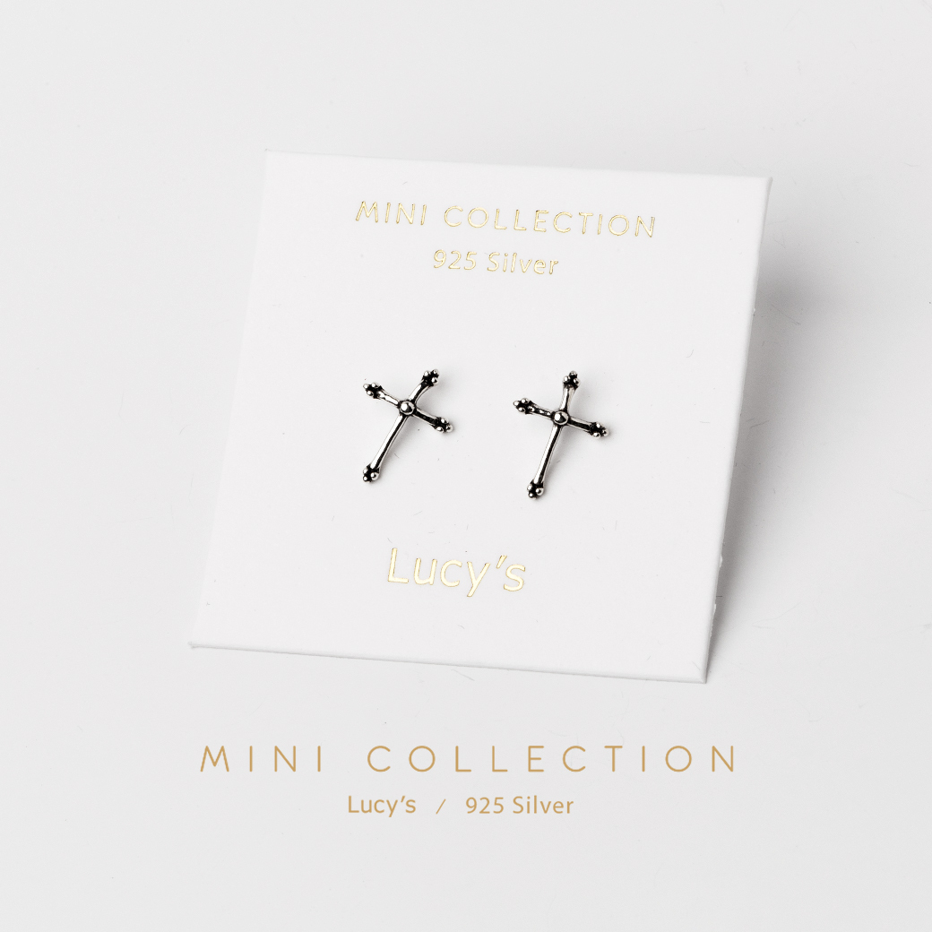 *925純銀〔輕銀系列〕硫化十字 耳環 (94412)